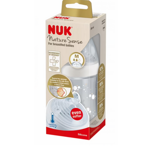 NUK Nature Sense PP Bottle With Temperature Control 260ml/6-18 Months 6-Hole Teat.