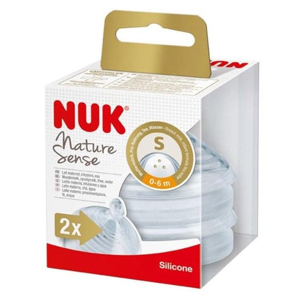 NUK Nature Sense  Teats 0-6 Months Small 3-Hole - Twin Pack.