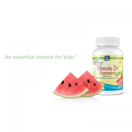 Nordic Naturals Vitamin D3 Gummies KIDS - Wild Watermelon Splash 400 iu 60c.