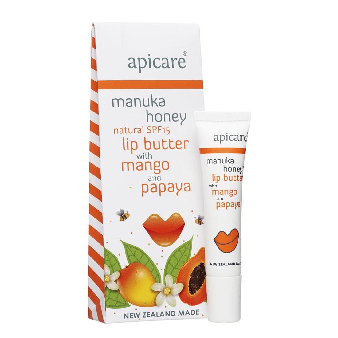 Apicare Manuka Honey Mango & Papaya Lip Butter 8g, Lip Balms, OCARE NZ