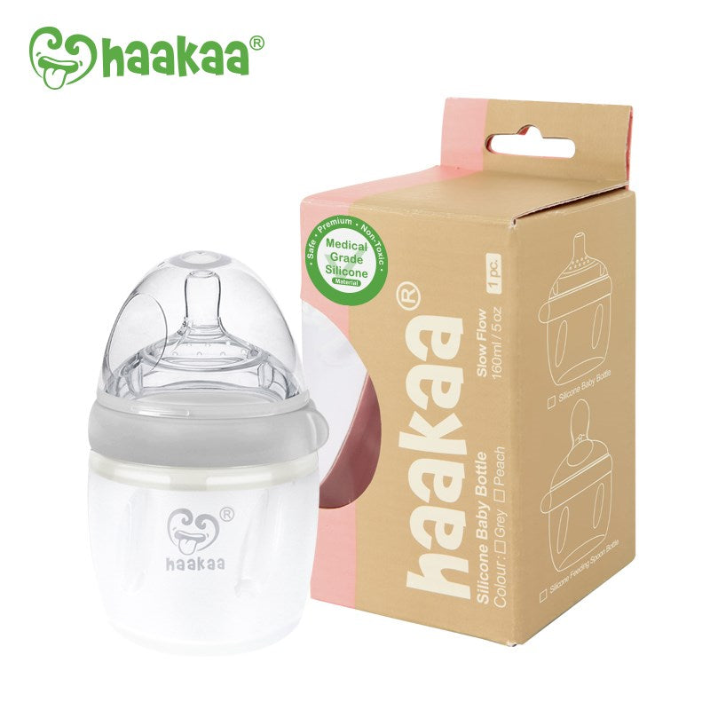 Haakaa Generation 3 Silicone Baby Bottle 160ml Grey.