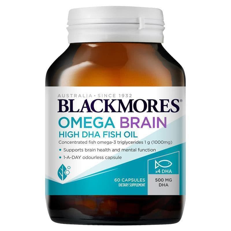 Blackmores Omega Brain High DHA Fish Oil 60 Capsules.