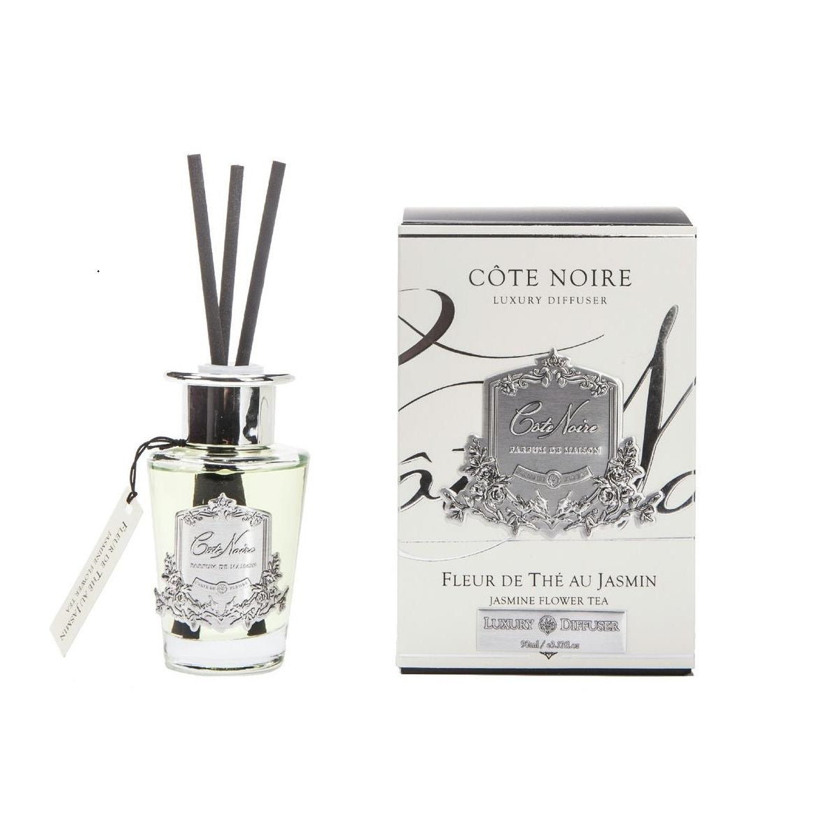 Cote Noire Diffuser Set 90ml - Jasmine Flower Tea - Silver - GMSS15020.