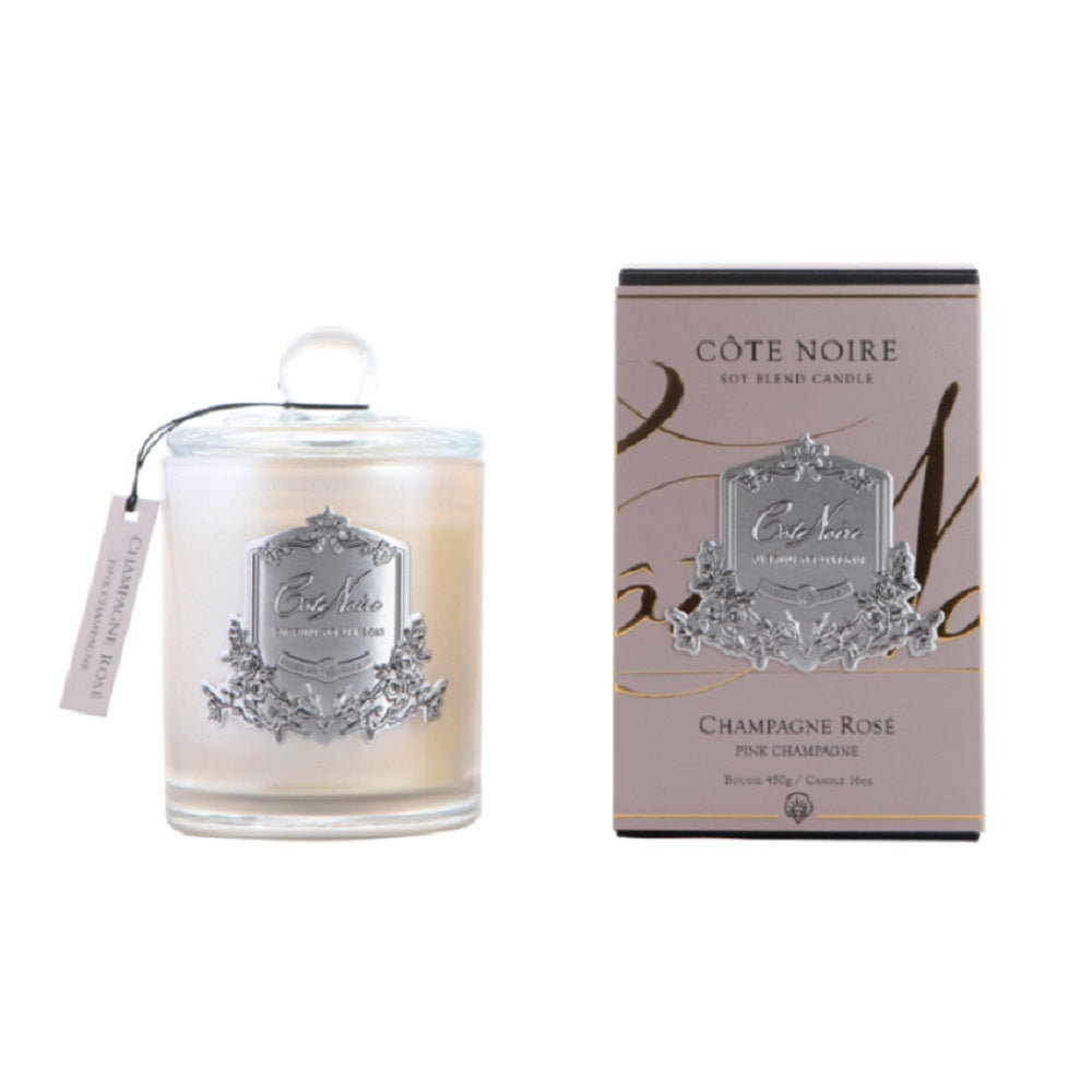 Cote Noire 450G Soy Blend Candle - Pink Champagne - Silver - GMS45018.