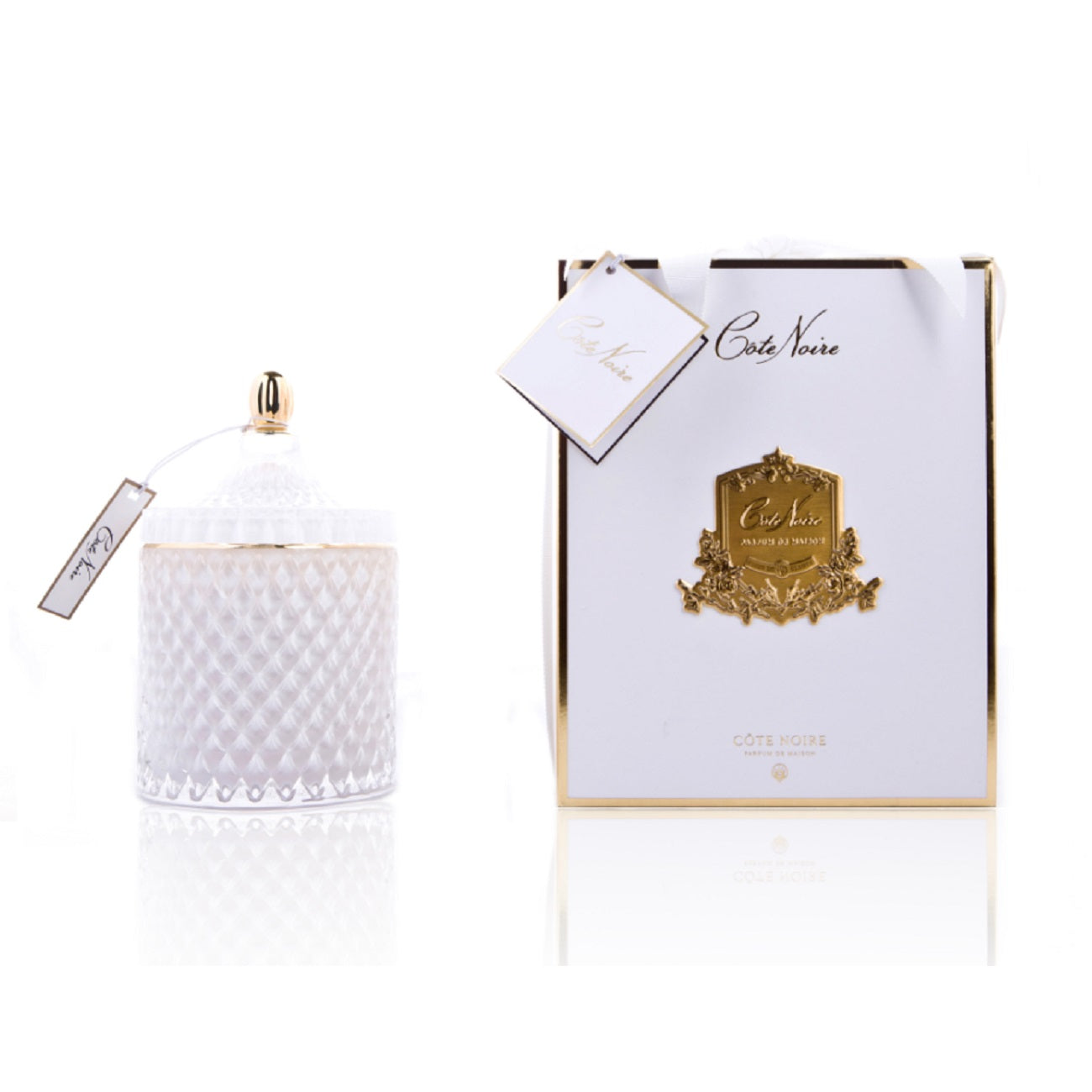 Cote Noire Grand White Art Deco Candle - GML45007.