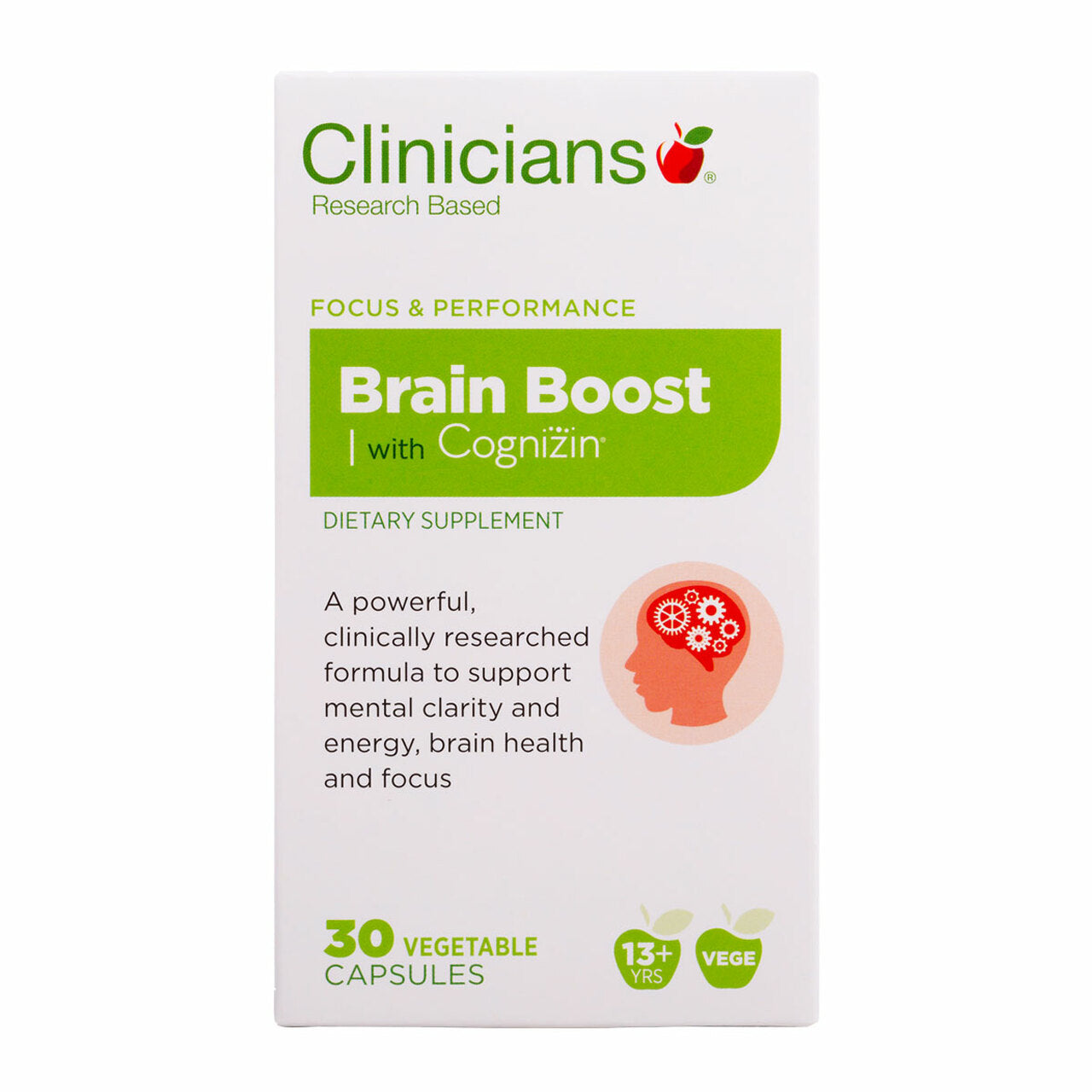 Clinicians Brain Boost With Cognizin 30 Vege Capsules.