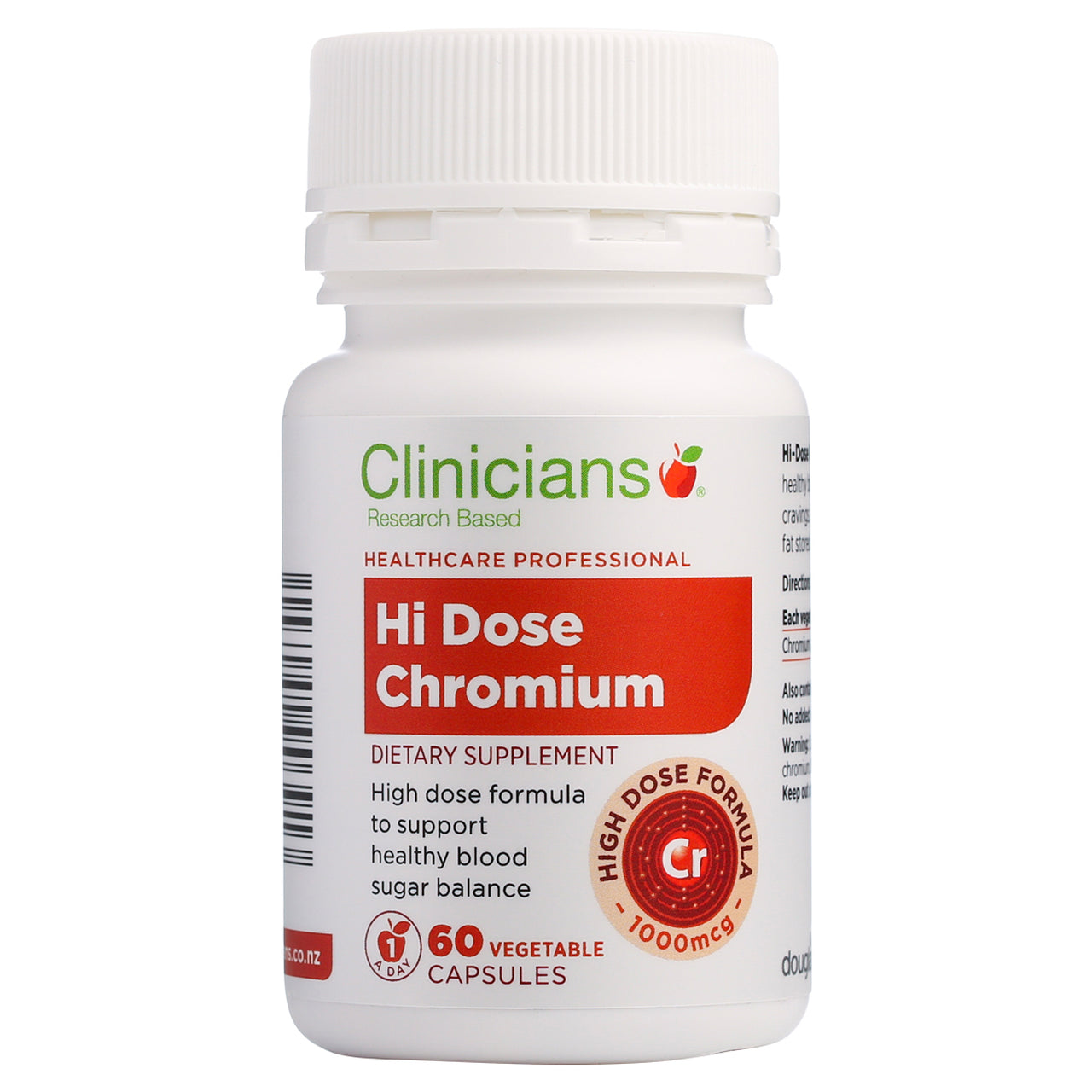 Clinicians Hi-Dose Chromium 1,000mg 60 Vege Capsules.