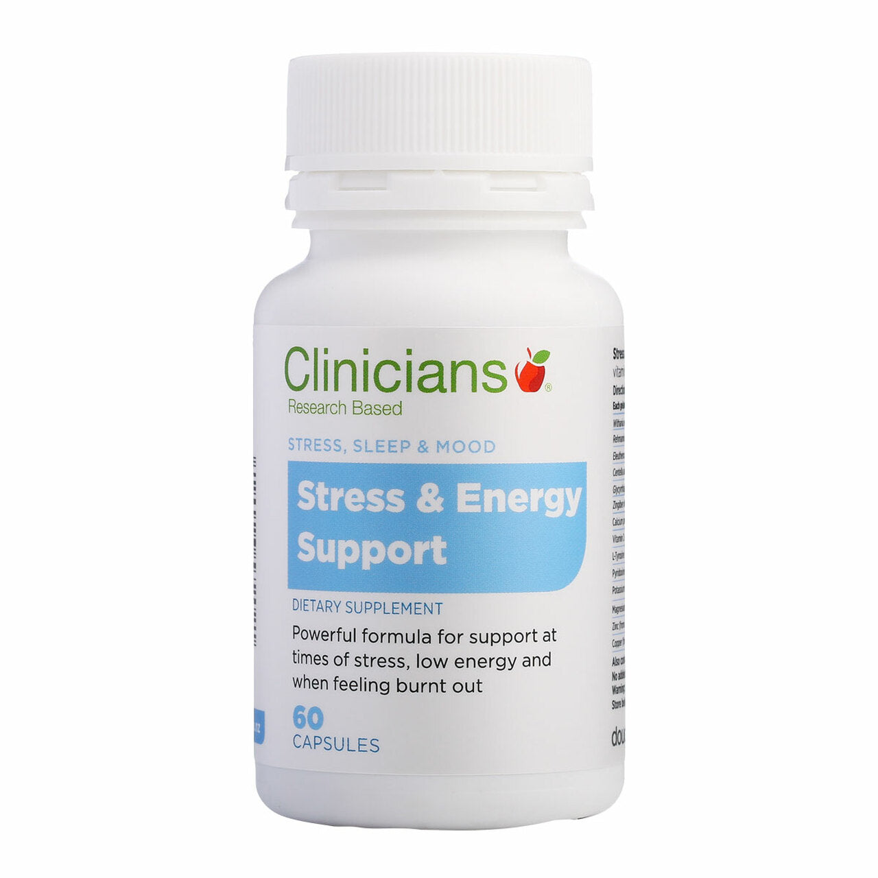 Clinicians Stress & Energy Support 60 Capsules.