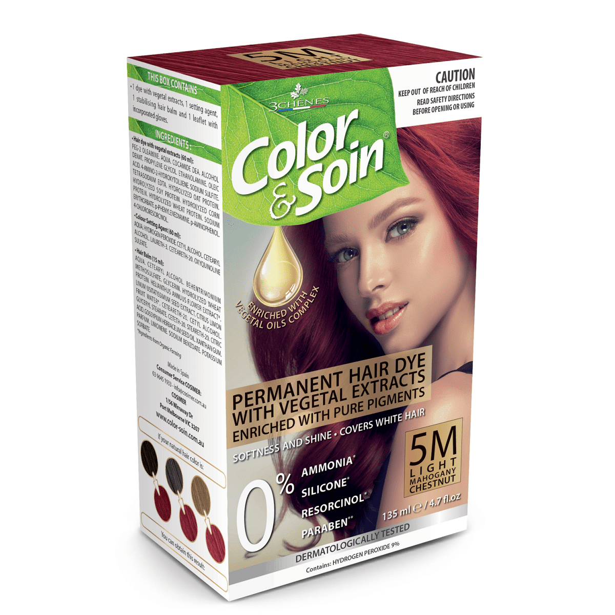Color & Soin Permanent Hair Dye 5M - Light Mahogany Chestnut | Ocare ...