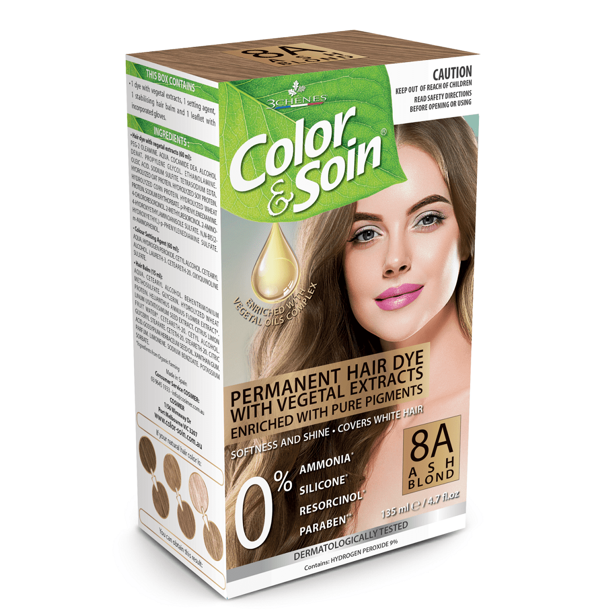 Color & Soin Permanent Hair Dye 8A - Ash Blond.
