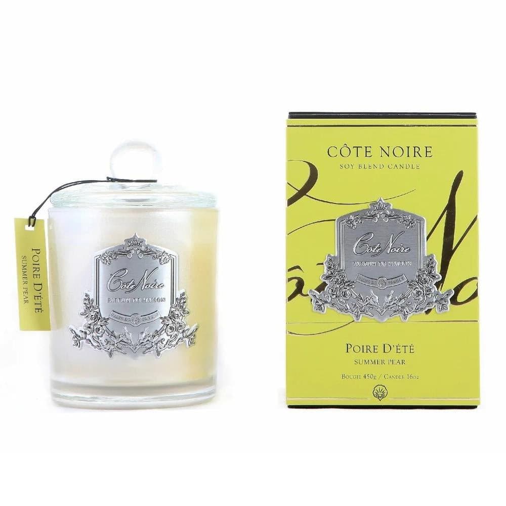 Cote Noire 450g Soy Blend Candle - Summer Pear - Silver Badge - Gms45014