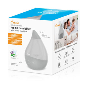 Crane 4 in 1 Top Fill Drop Humidifier w Sound Machine.