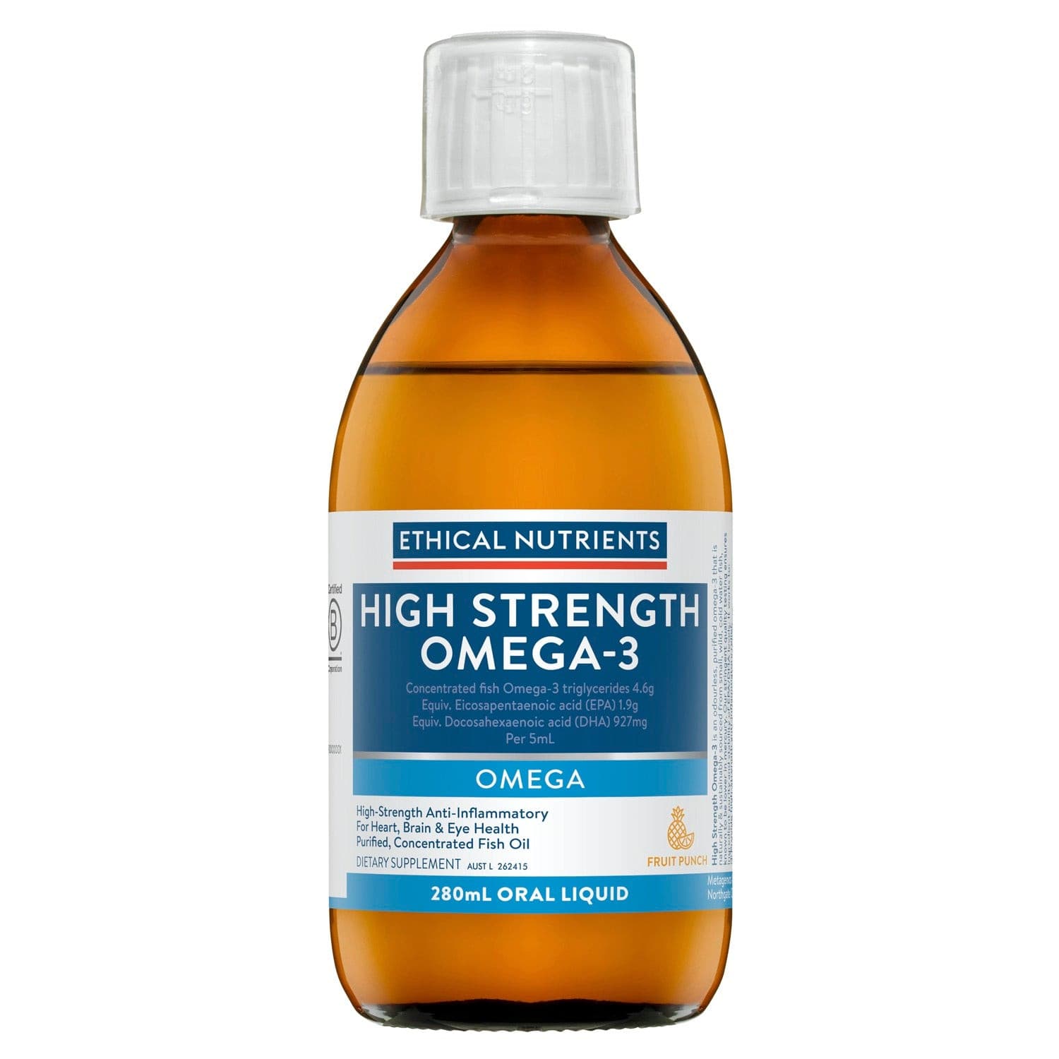 Ethical Nutrients Omegazorb High Strength Omega-3 Fruit Punch 280ml.