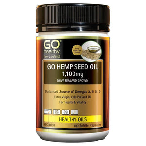 GO Healthy Go Hemp Seed Oil 1100mg 100 Softgels Capsules，Hemp Seed Oil，OCARE NZ
