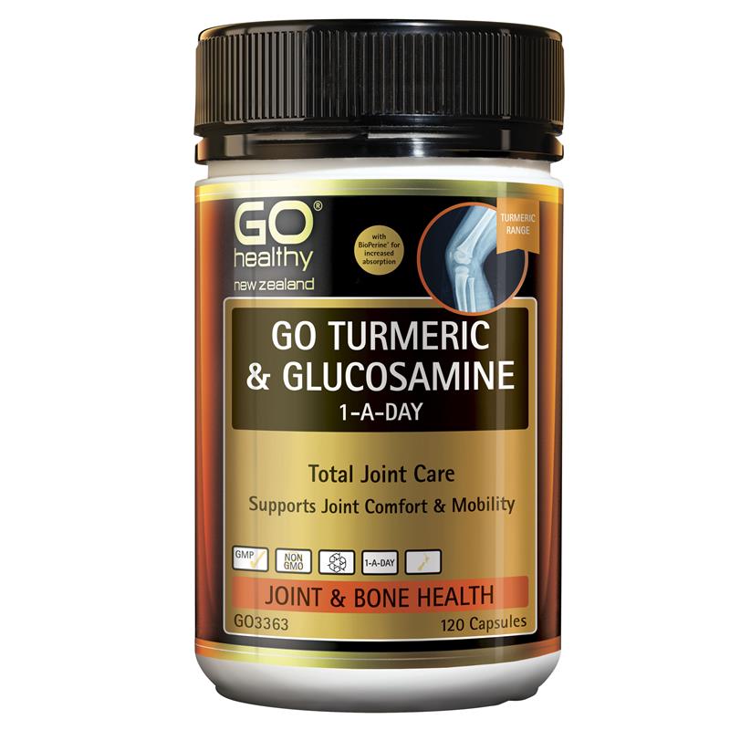 GO Healthy GO Turmeric & Glucosamine 1-A-Day 120 Vege Capsules.