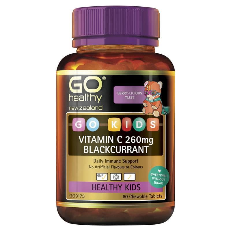 Go Healthy GO Kids Vitamin C Blackcurrant 60 Chewable Tablets.