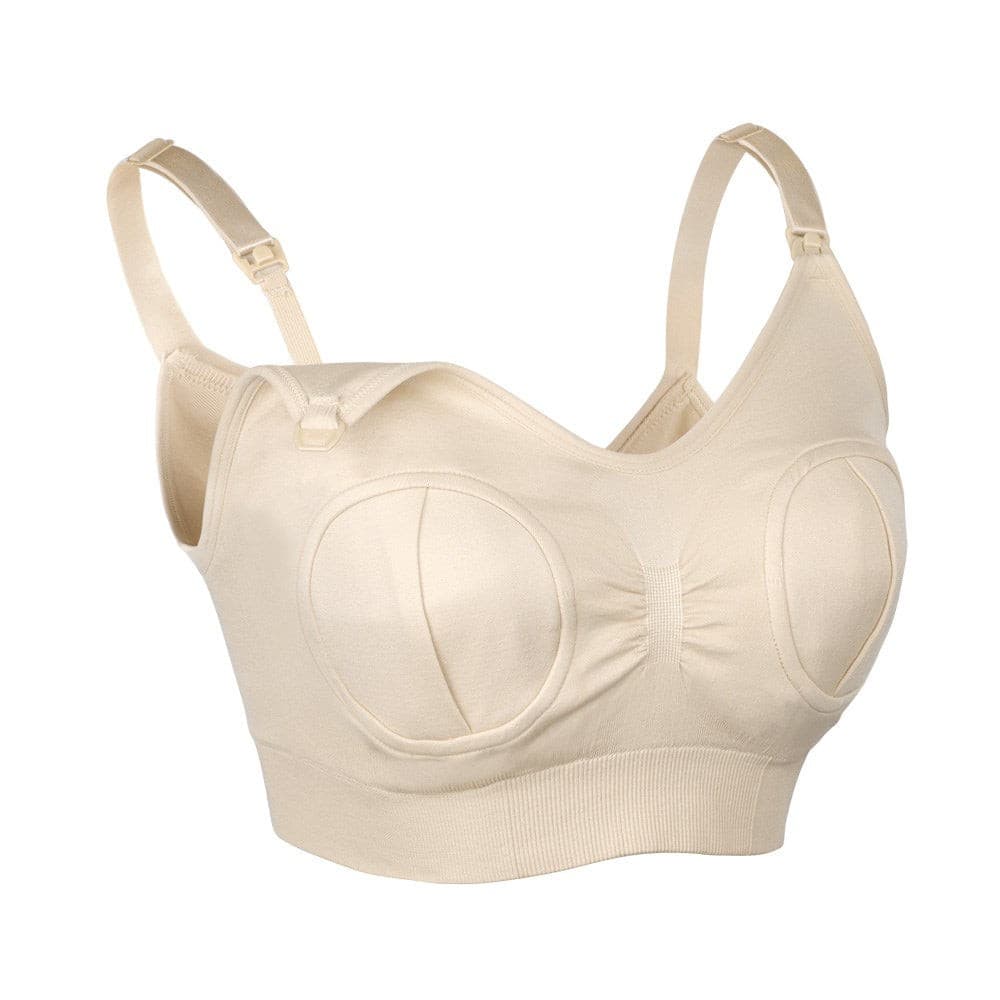 Haakaa Hands-Free Pumping & Nursing Bra - Peach/Large.