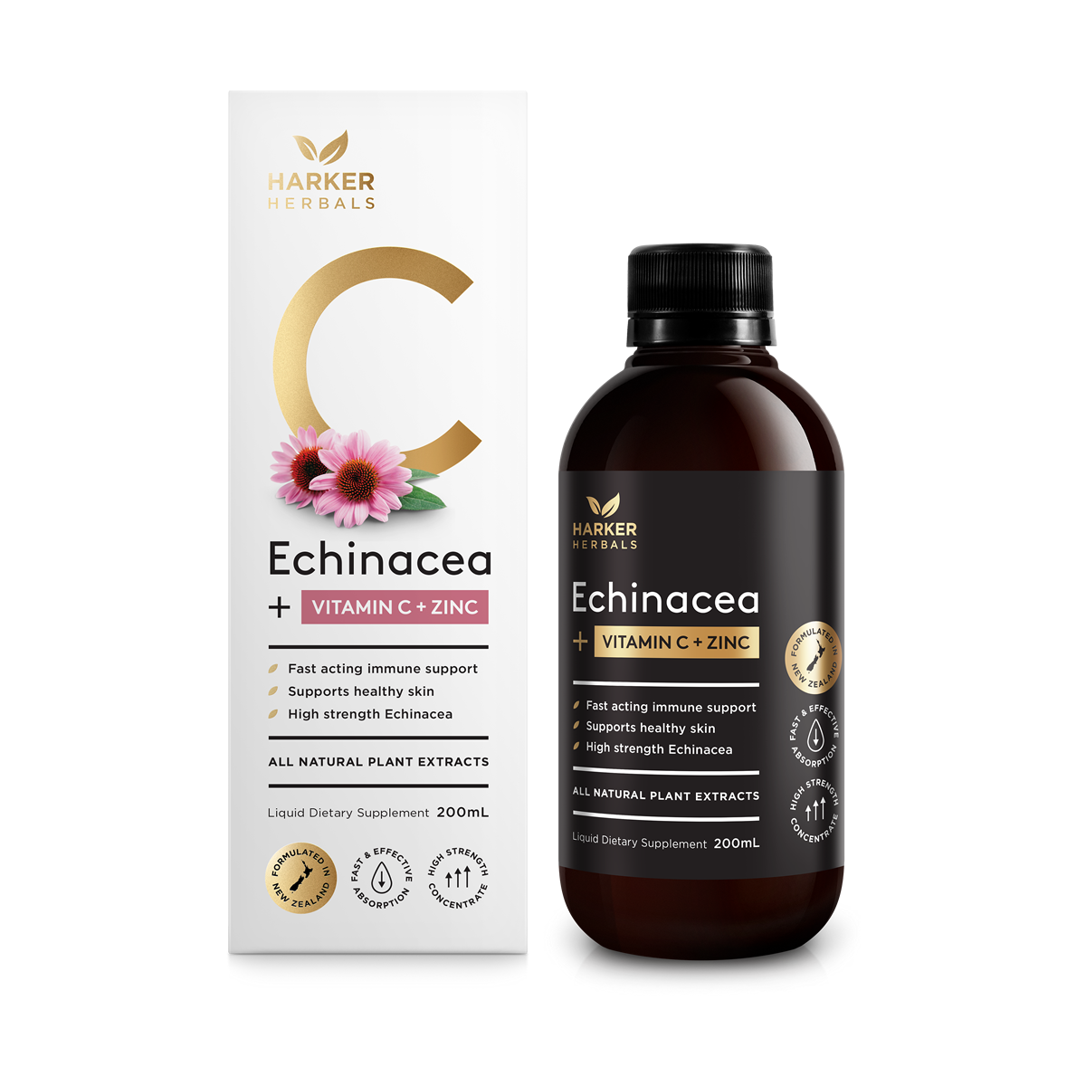 Harker Herbals Vitamin C + Echinacea + Zinc 200ml