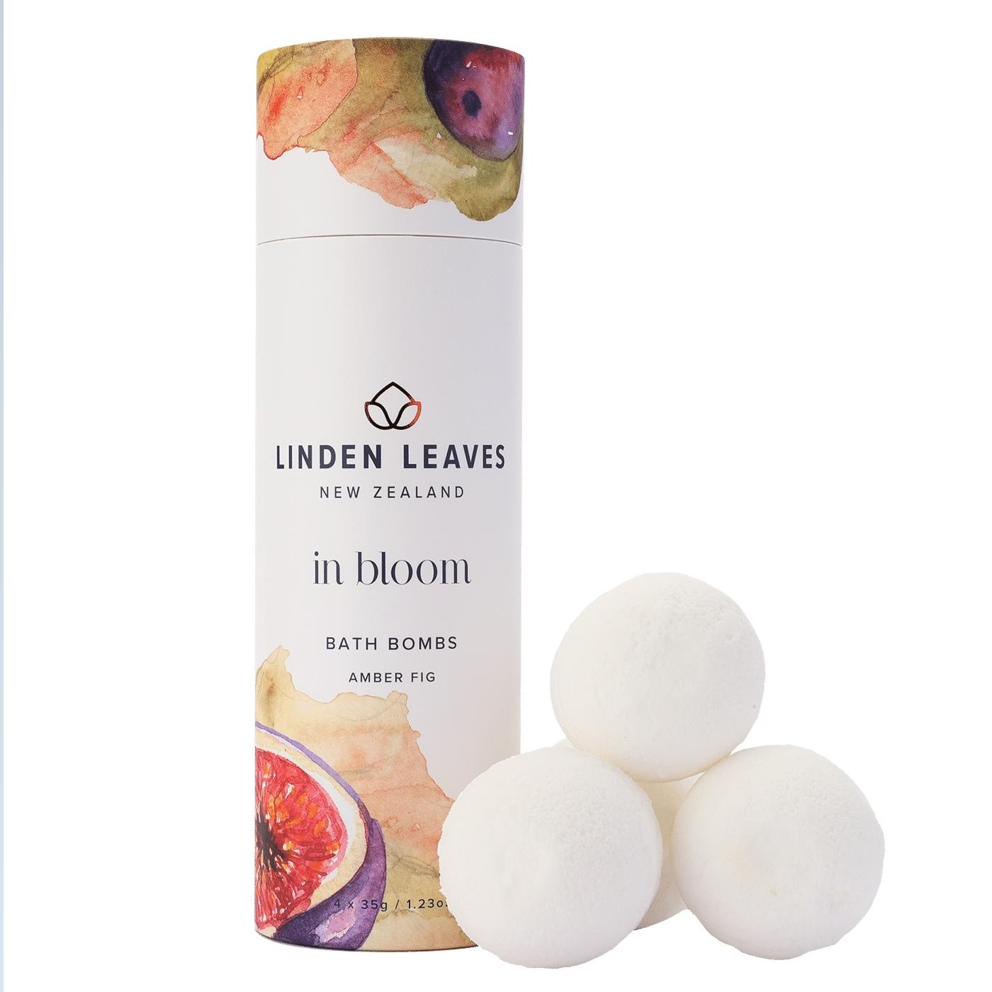 Linden Leaves Amber Fig Bath Bombs - 4 x 35g.