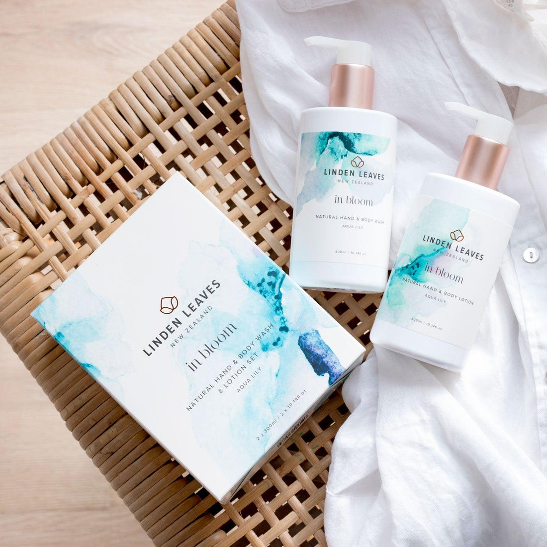 Linden Leaves Aqua Lily Hand & Body Wash & Lotion Boxed Set, image 2