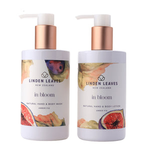 Linden Leaves Amber Fig Hand And Body Wash & Lotion Set.