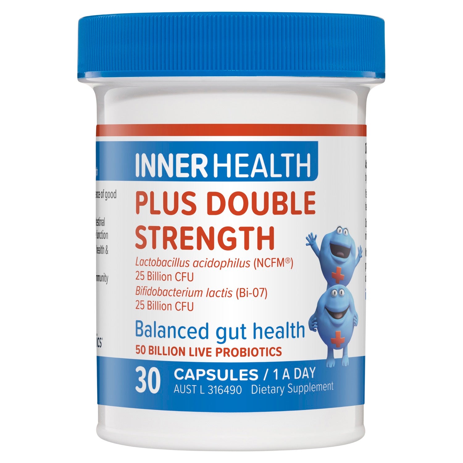 Inner Health Plus Double Strength - Advanced Probiotic Supplement for Optimal Digestive Health and Immune Function.