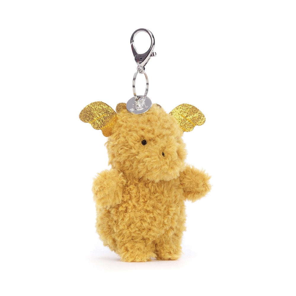 Jellycat LIittle Dragon Bag Charm Gold & Glitter One Size - H18 X W8 CM