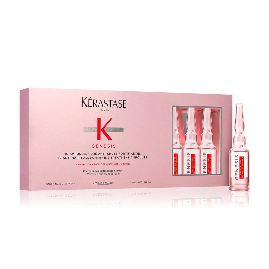 Kerastase Genesis Anti Hair-Fall Fortifying Treatment Ampoules: Strengthen roots, promote healthy hair growth, and reduce hair fall with this effective leave-in treatment. Experience fortified strands and a healthier scalp.