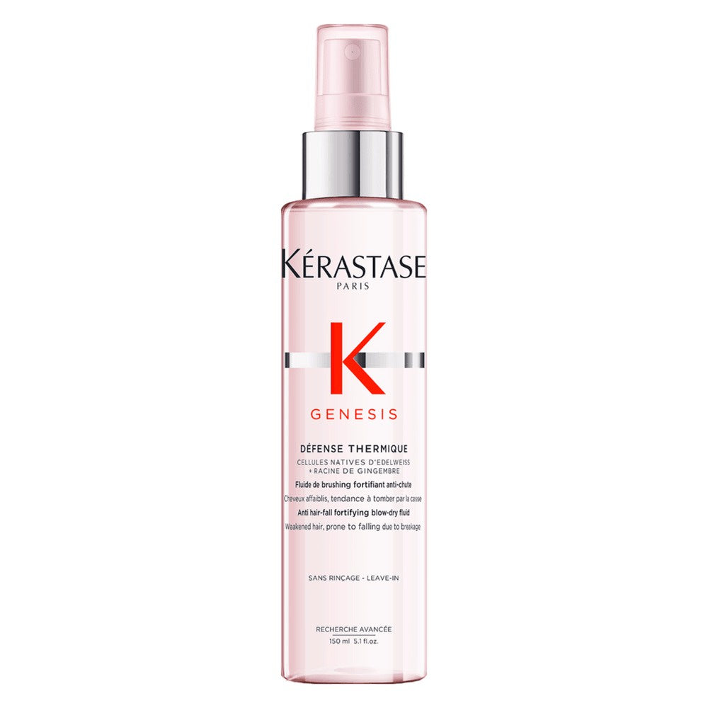 Kerastase Genesis Defense Thermique Anti Hair-Fall Fortifying Blow-Dry Fluid: A powerful hair protection formula that fortifies and defends against hair fall. Ideal for blow-drying, it nourishes and strengthens hair, leaving it resilient and full of vitality.