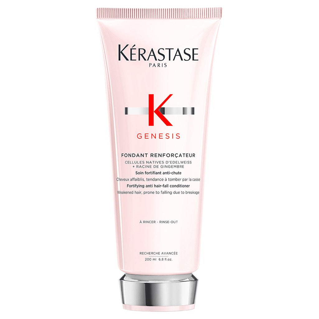 "Kerastase Genesis Reconstructing Anti-Hairfall Conditioner" - Formulated to combat hair fall, it reduces breakage, promotes a healthier scalp, and helps restore the vitality of your hair.