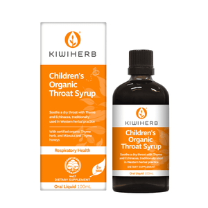 Kiwiherb Children's Organic Throat Syrup.