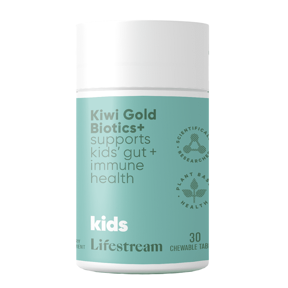 Lifestream Kiwi Gold Biotics+ Kids 30 Chewable Tablets.