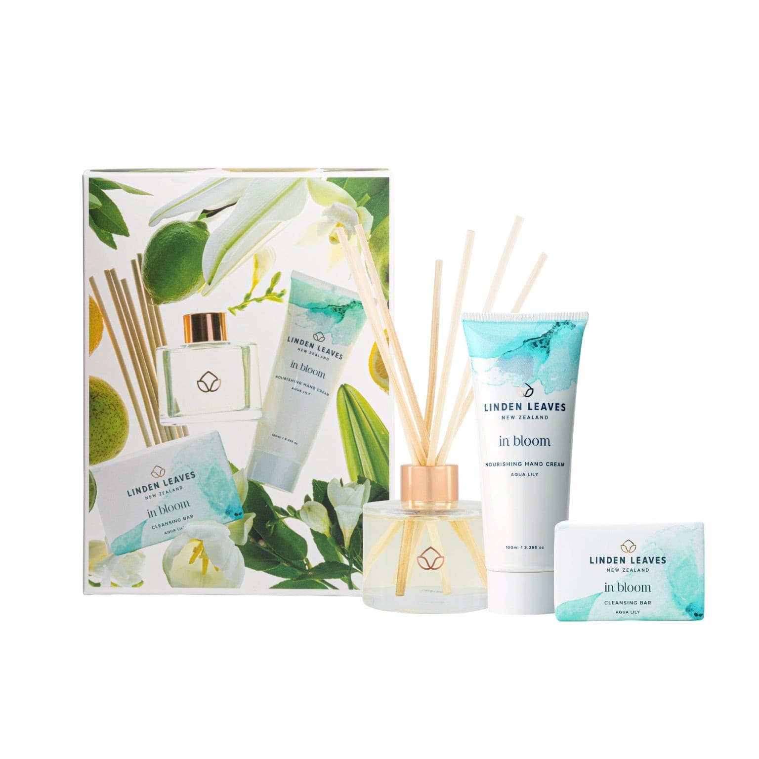 Linden Leaves Aqua Lily Hands & Home Gift Set.