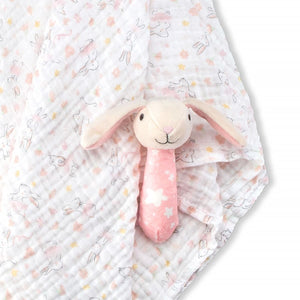 Little Linen Muslin Wrap & Crinkle Toy - Ballerina Bunny.