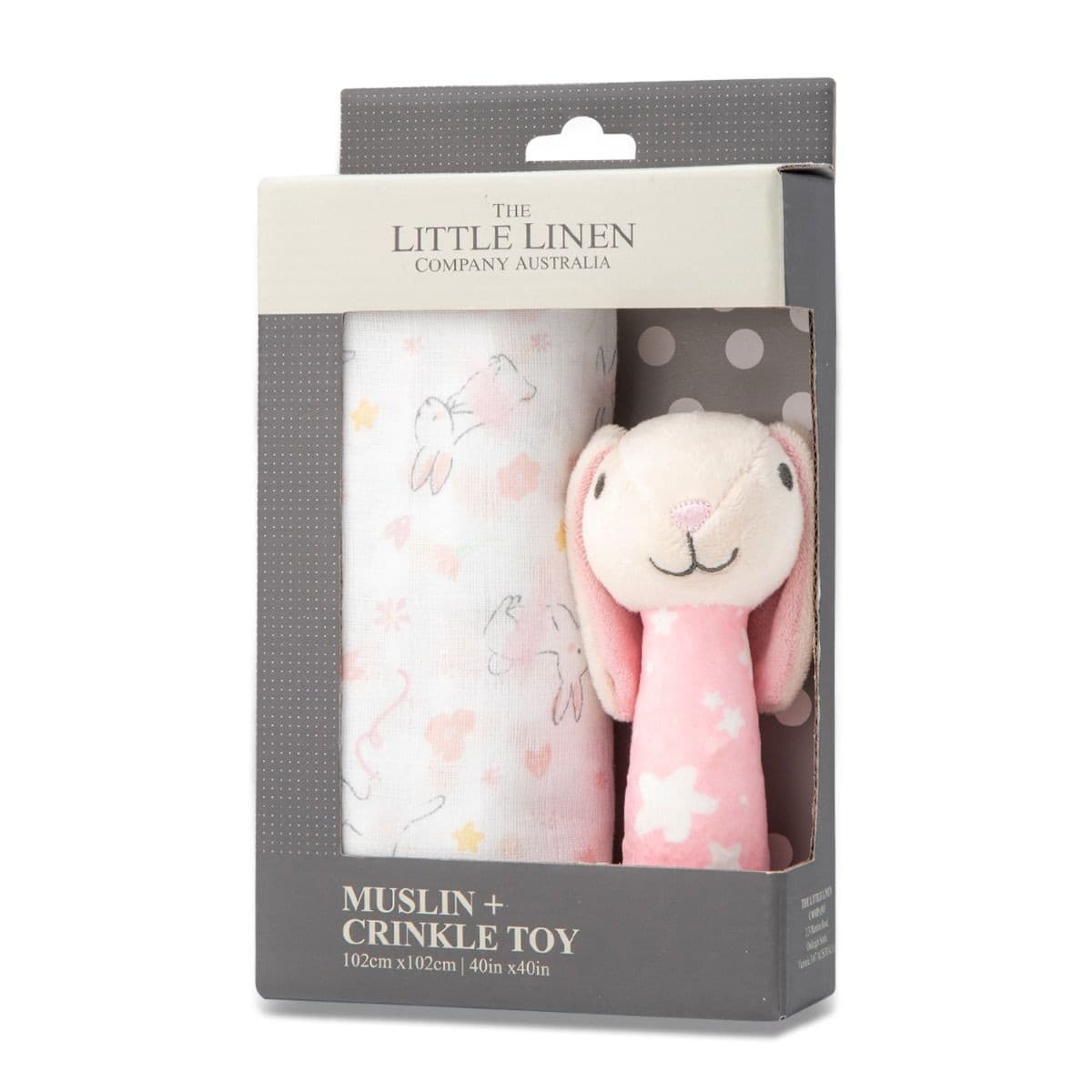 Little Linen Muslin Wrap & Crinkle Toy - Ballerina Bunny.
