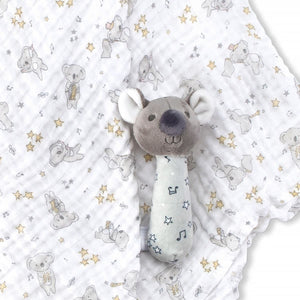 Little Linen Muslin Wrap & Crinkle Toy - Cheeky Koala.