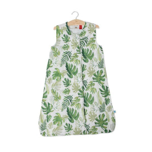 Little Unicorn Cotton Muslin Sleeping Bag - Tropical Leaf.