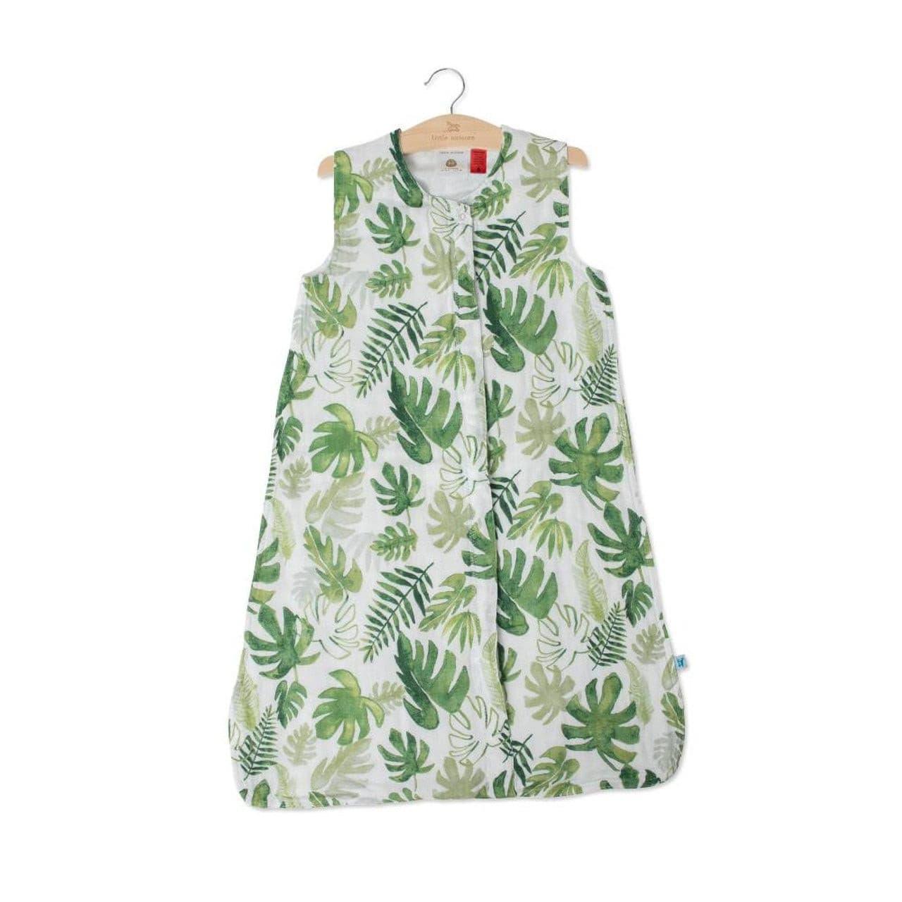 Little Unicorn Cotton Muslin Sleeping Bag - Tropical Leaf.