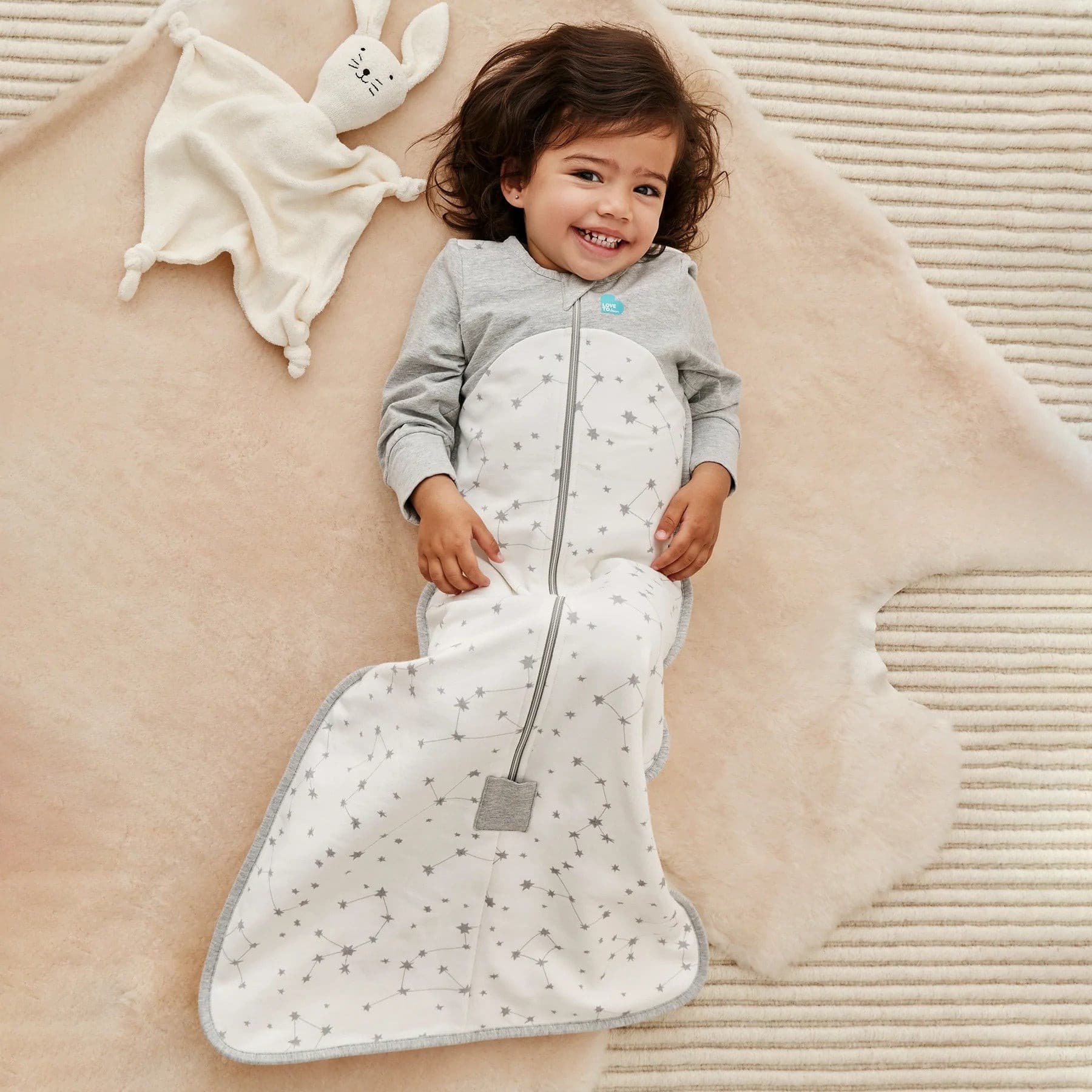 Love To Dream Premium Sleep Bag Organic Long Sleeve White Stellar.