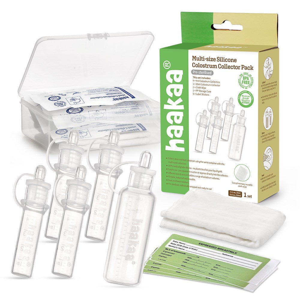 HaaKaa Multi-size Silicone Colostrum Collector Pack (pre-sterilised) - 20ml*1+4ml*4