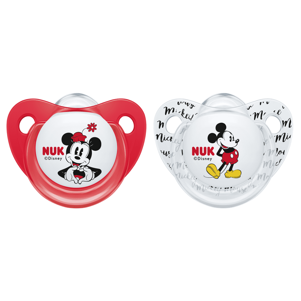 NUK Silicone Soothers - Mickey 0-6 Months Twin -Random Pattern.