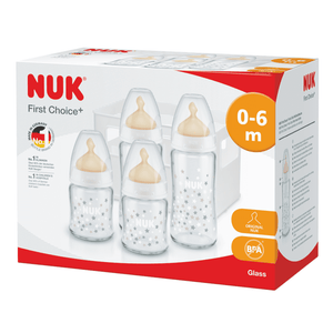 NUK First Choice+ Glass Bottle Starter Set/ With Latex Teats.