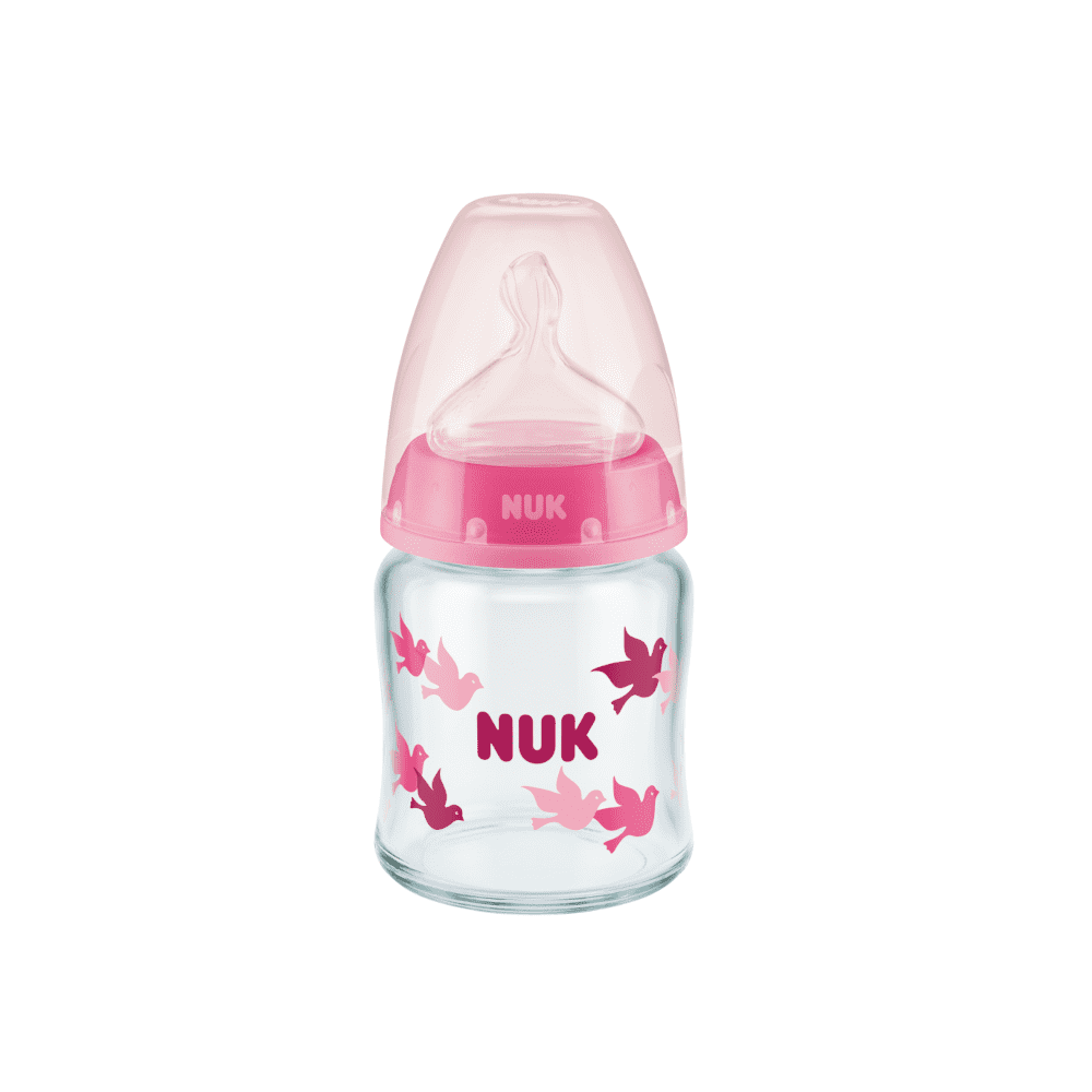 NUK First Choice Plus Glass Baby Bottle With Temperature Control 120ml 0-6 Month.