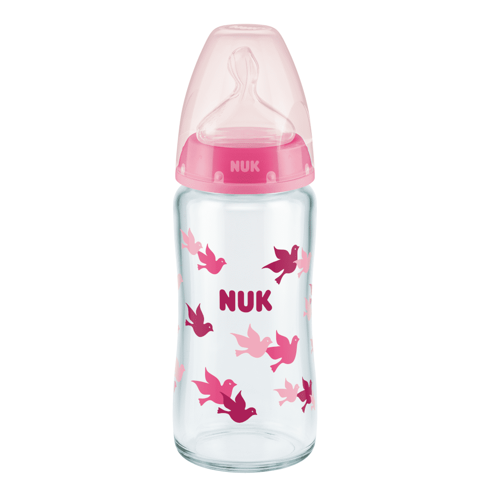 NUK First Choice Plus Glass Baby Bottle With Temperature Control 240ml 0-6 Month.