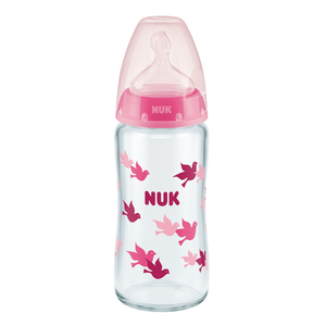 NUK First Choice Plus Glass Baby Bottle With Temperature Control 240ml 0-6 Month.