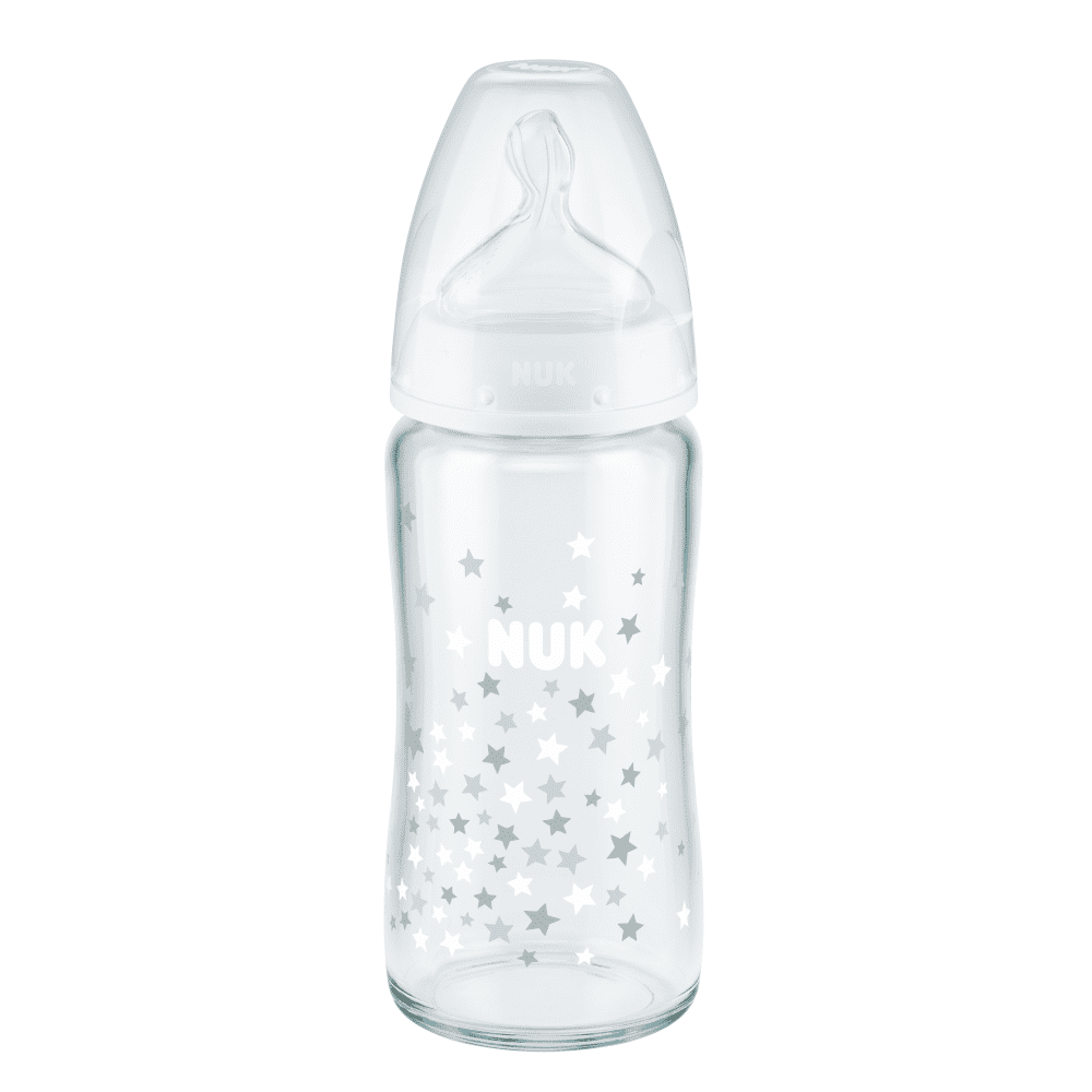 NUK First Choice Plus Glass Baby Bottle With Temperature Control 240ml 0-6 Month.