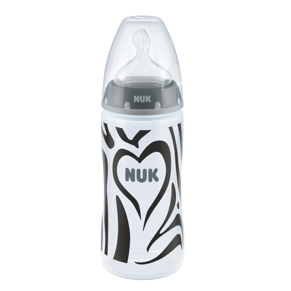 NUK Monochrome Animals First Choice Plus Baby Bottle With Temperature Control 300ml 6-18 Month