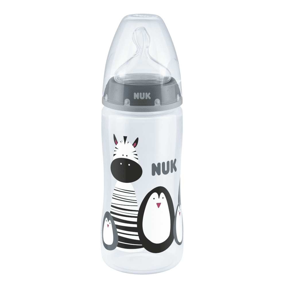 NUK Monochrome Animals First Choice Plus Baby Bottle With Temperature Control 300ml 6-18 Month.