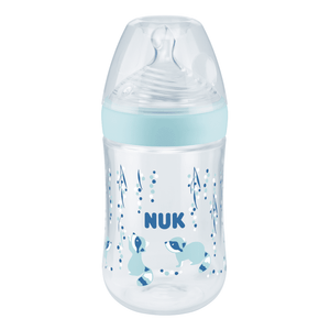 NUK Nature Sense PP Bottle With Temperature Control 260ml/6-18 Months 6-Hole Teat.