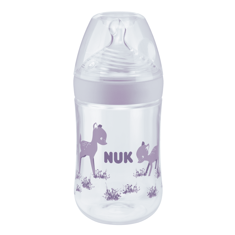 NUK Nature Sense PP Bottle With Temperature Control 260ml/6-18 Months 6-Hole Teat.